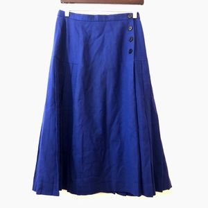Vintage Christian Dior Dark Blue Wool Pleated Skirt